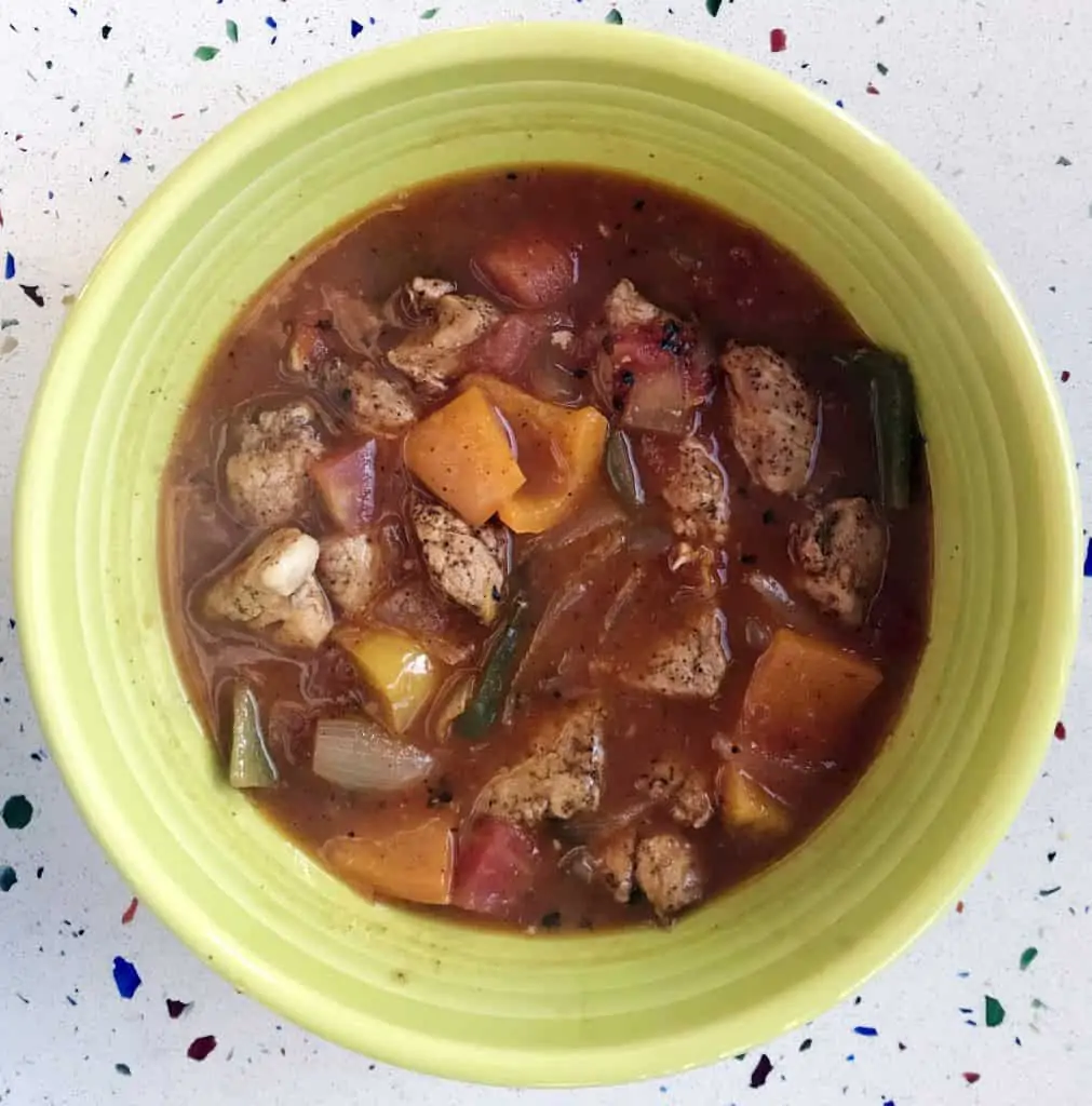 Bowl of pork and poblano pepper stew recipe