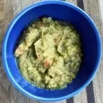 Bowl of split pea with ham and poblano pepper