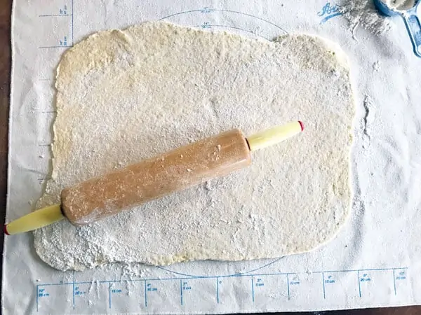 Almost rolled out egg noodle dough