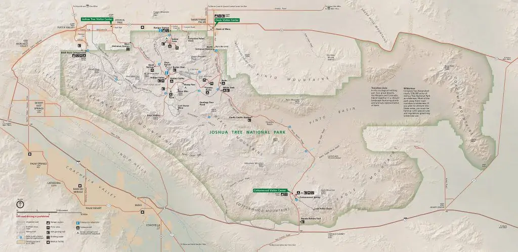 NPS map of Joshua tree National Park