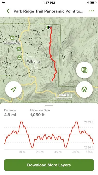 All Trails map screenshot Park Ridge trail