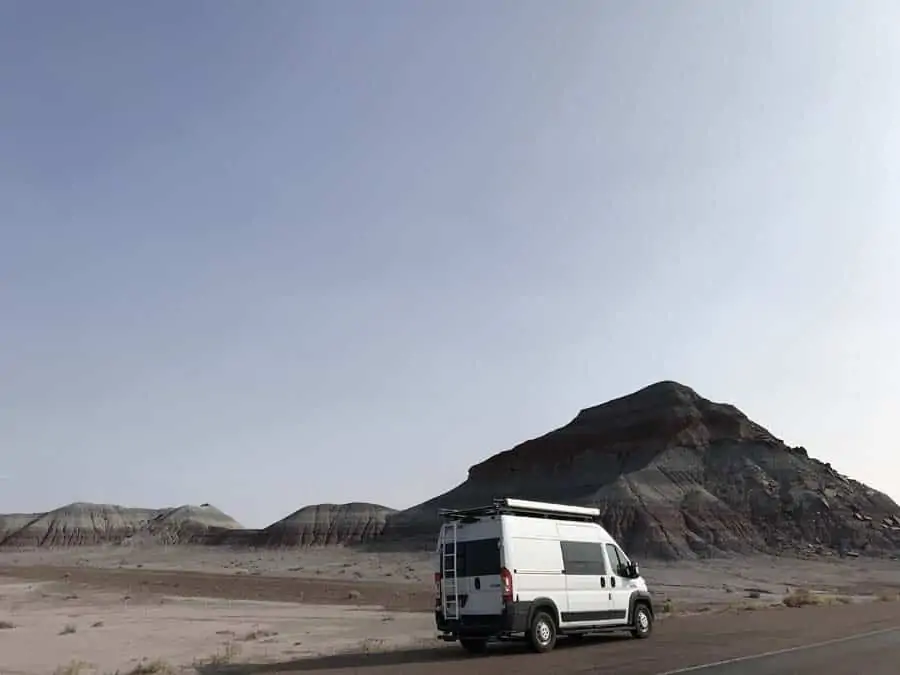 Promaster Van in front of Tepees Petrified Forest NP