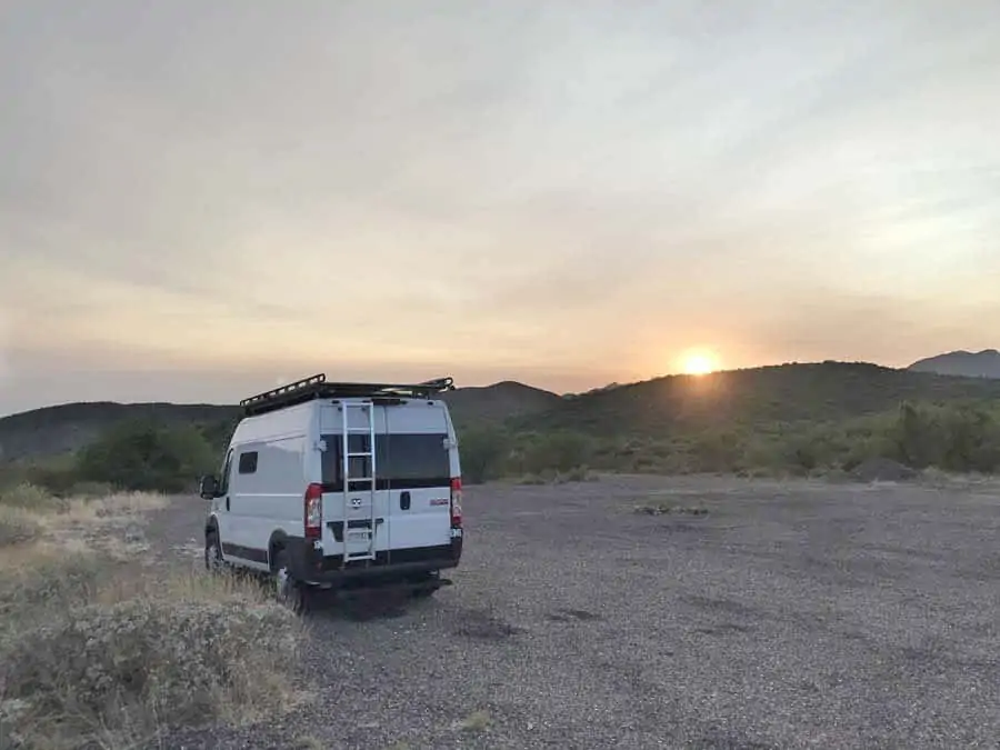 Black Rock City, AZ. Promaster van boondocking.  Free camping in AZ. Women camping alone.