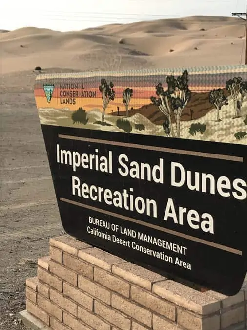 Imperial Sand Dunes Recreation Area sign.