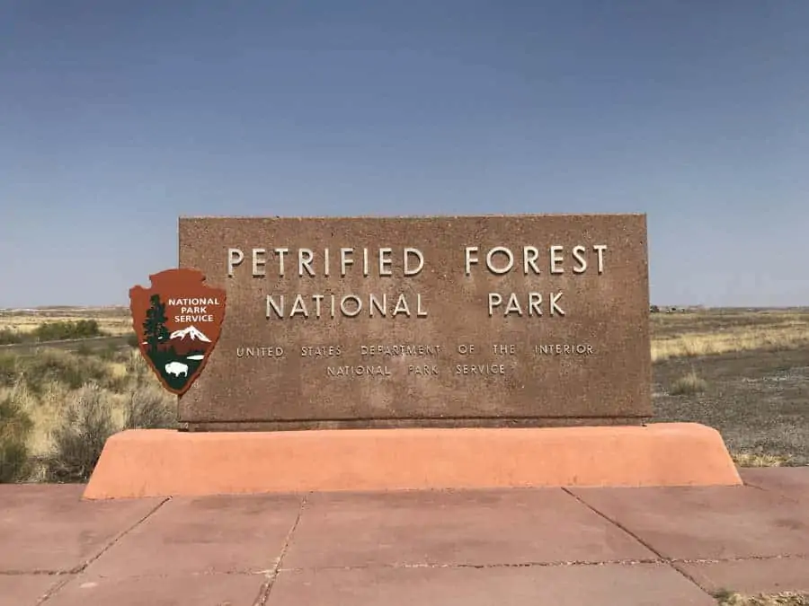 Entrance sign to Petrified Forest National Park