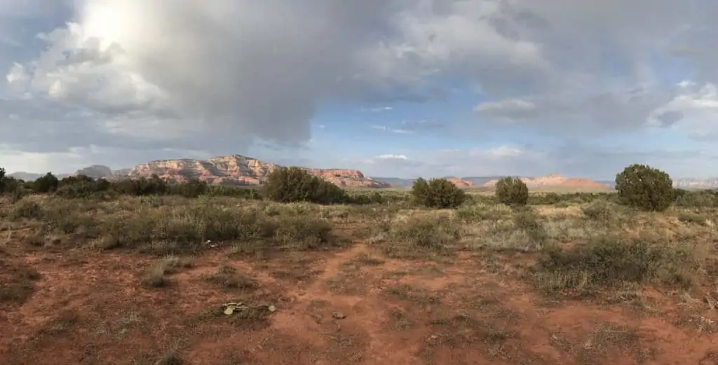View from a solo woman camper's boondocking site near Sedona
