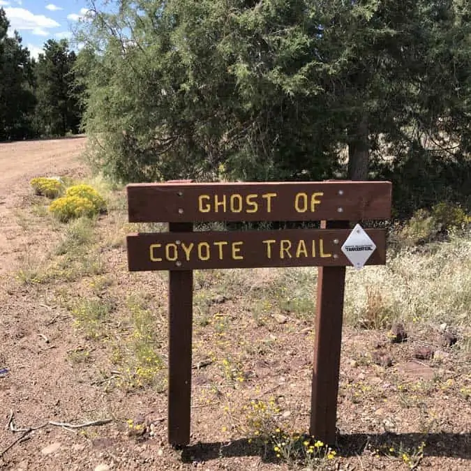 Ghost of Coyote Trail sign.  Free camping in Arizona