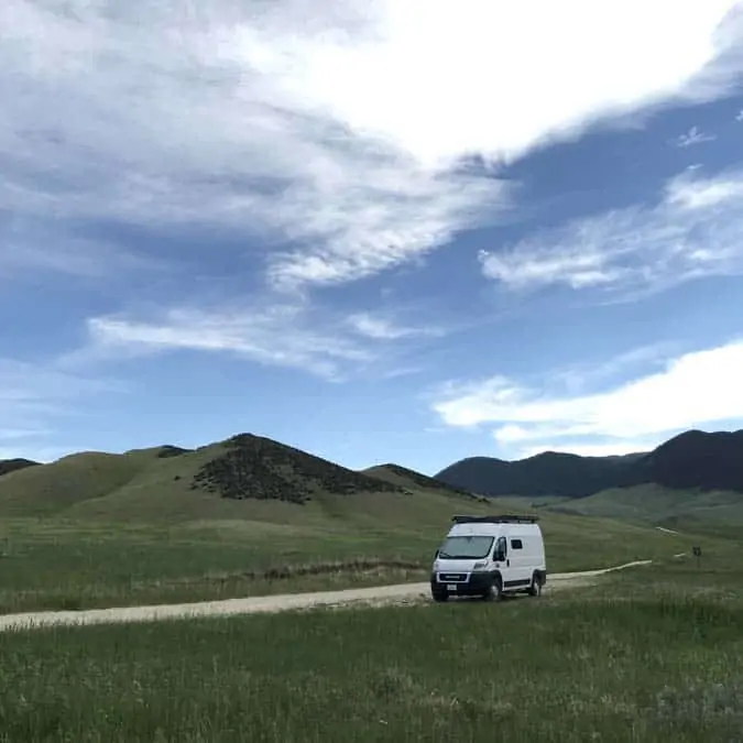 Promaster campervan boondocking in Wyoming