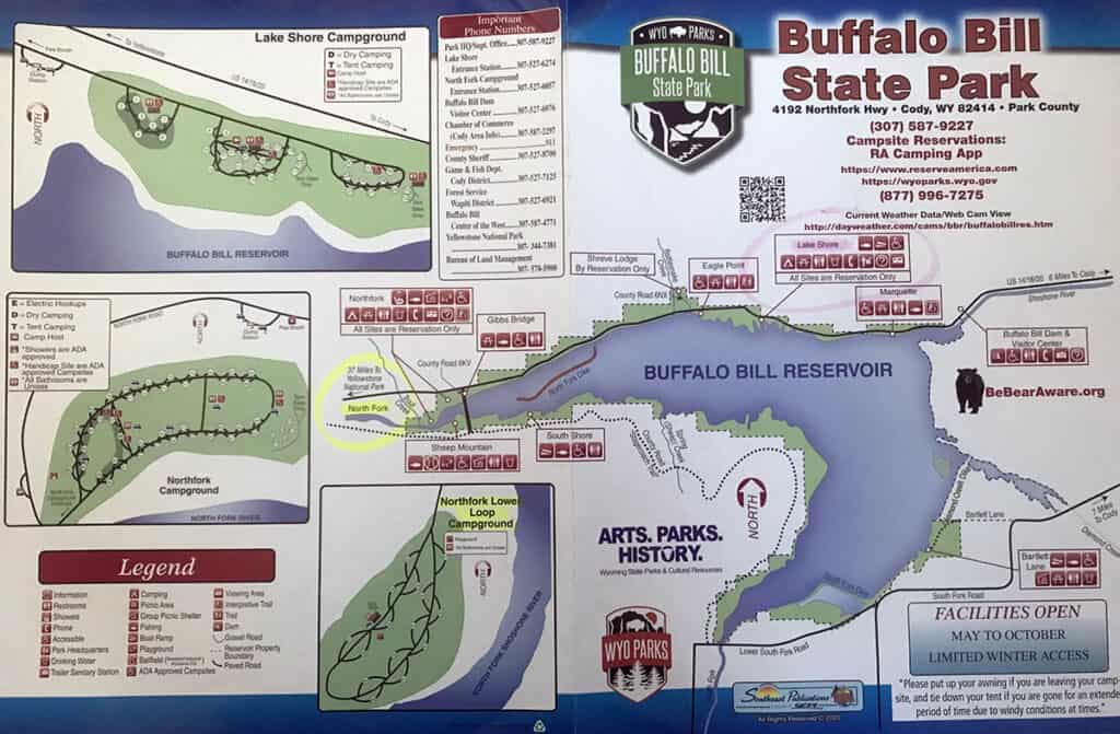 Buffalo Bill State Park map.