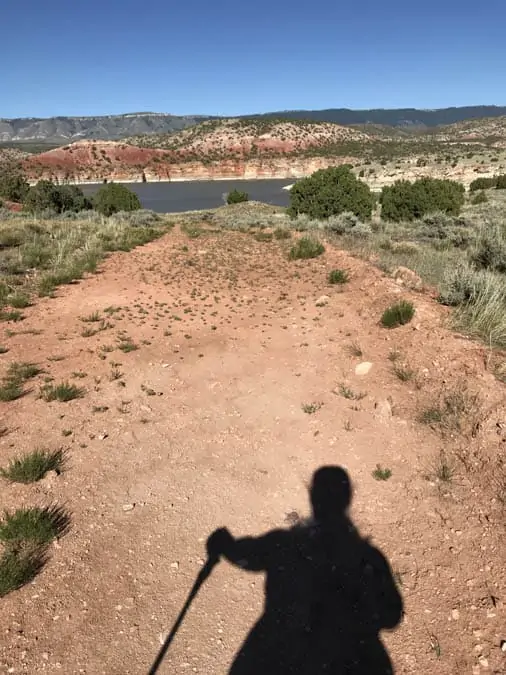Shadow of hiker in Bighorn Canyon